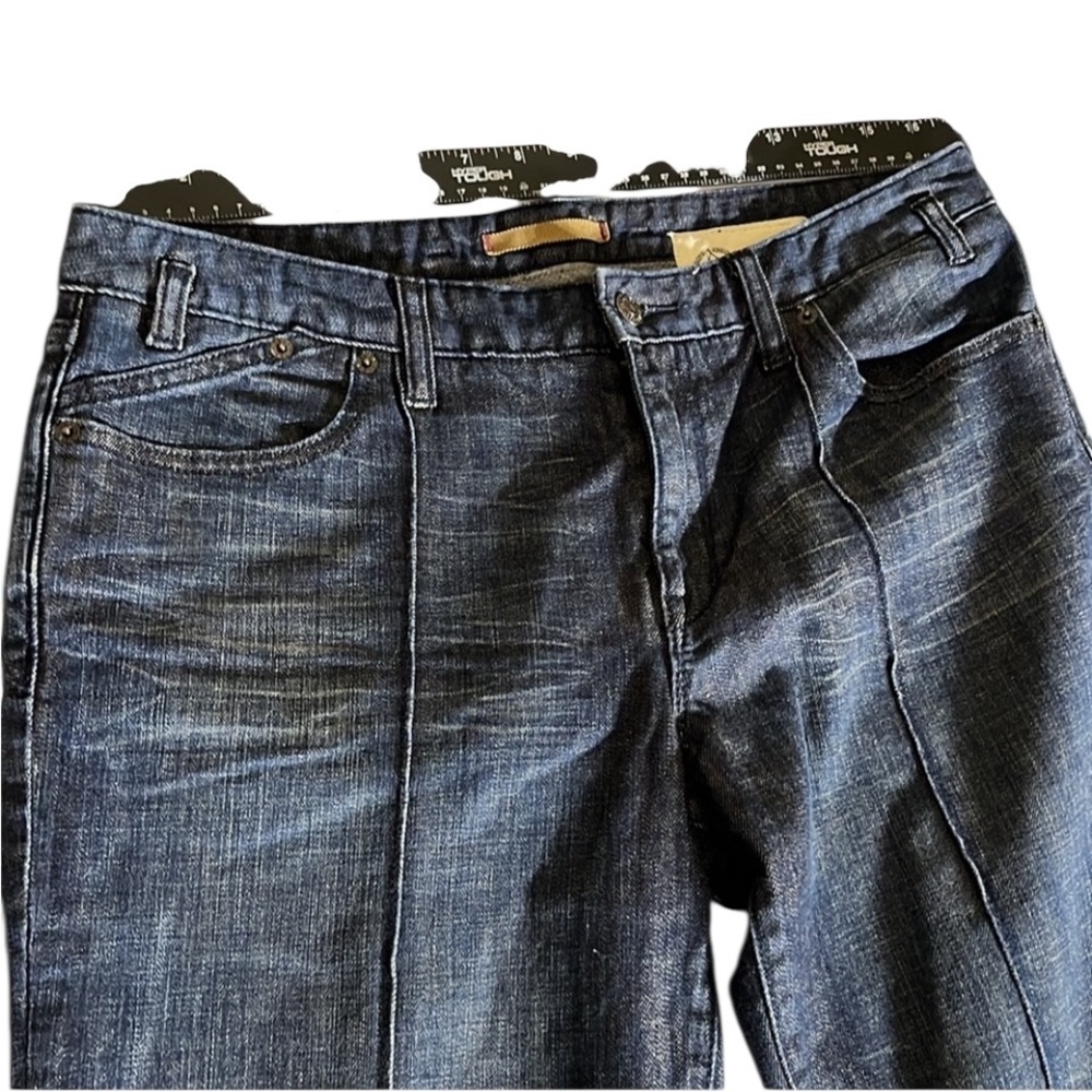 GAP size 12 dark blue tapered cropped jeans slimming front seam